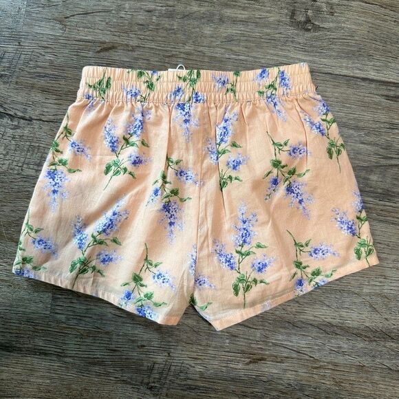 Janie and Jack Almost Apricot Floral Pull On Shorts Girls Size 6-12 Months Pink - Picture 3 of 3